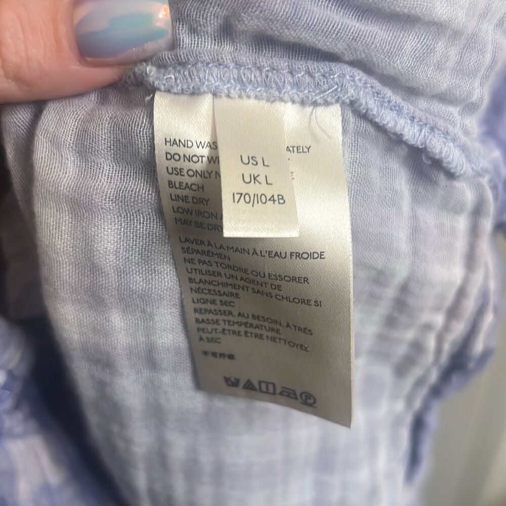 ✨Anthropologie Pilcro Casual Blouse Bette Plaid Babydoll Sz L Blouse Lavender ✨ - Picture 8 of 9